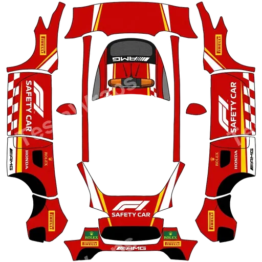 Tesla Model Y 2020-2024 — PNG-Wrap-Textur: F1 safety car.