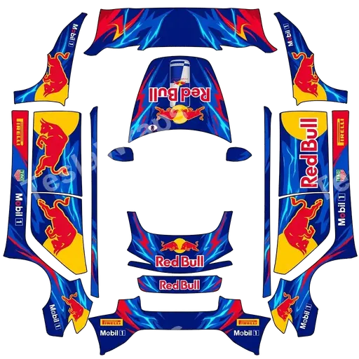Tesla Model 3 (2024+) Standard & Premium — PNG-Wrap-Textur: fi redbull style.