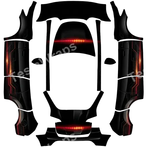 Tesla Model Y 2020-2024 — Knight Rider KITT. PNG wrap texture