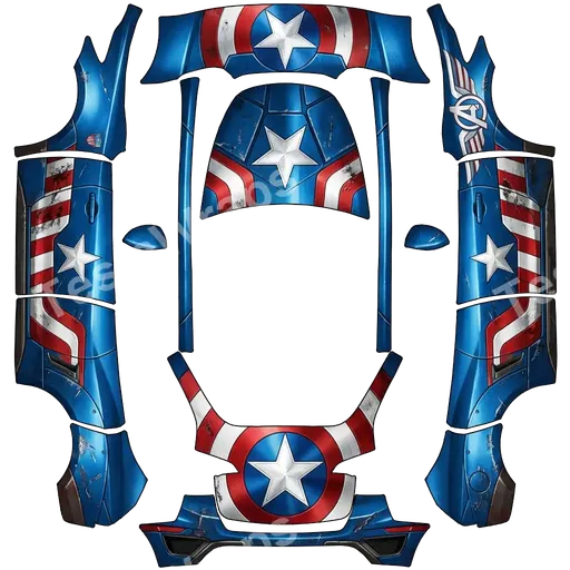 Tesla Model Y 2020-2024 — texture PNG du wrap marvel captain america