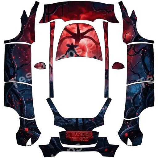Tesla Model Y 2020-2024 — PNG-Wrap-Textur: Stranger things upside down