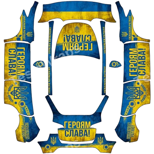 Tesla Model Y 2020-2024 — ukrainian patriot. Героям слава!. PNG wrap texture