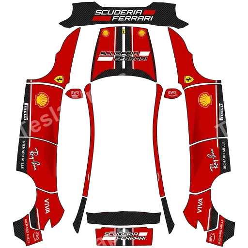 Tesla Model Y (2025+) Premium — textura PNG del diseño F1 ferrari livery