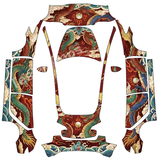Tesla Model 3 2017-2023 — China Dragon PNG wrap texture