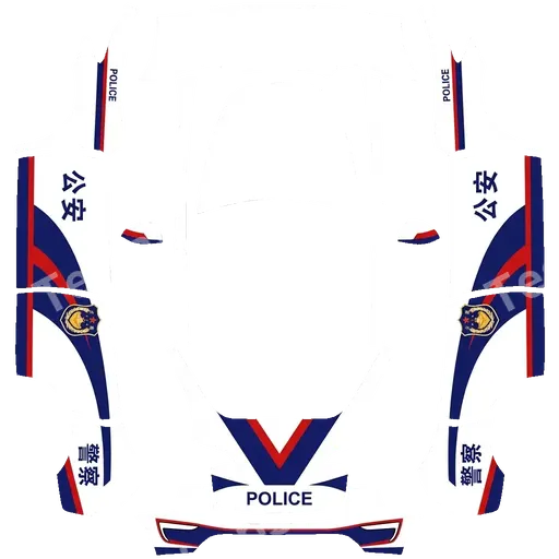 Tesla Model Y 2020-2024 — 中国人民警察的最新版警车公安 PNG 랩 텍스처