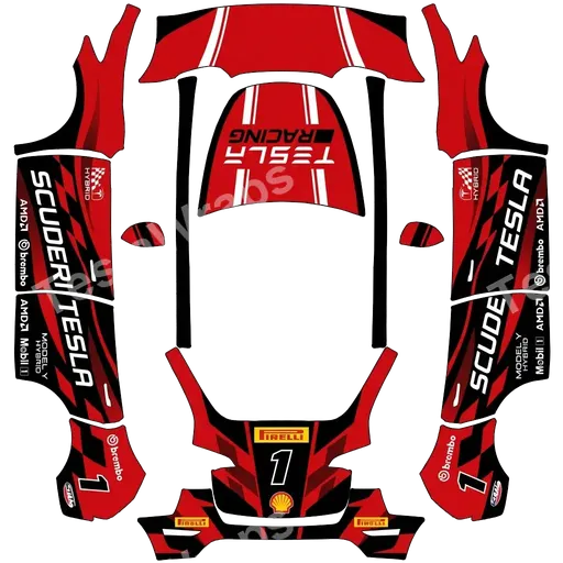Tesla Model Y 2020-2024 — Formula 1 team PNG wrap texture