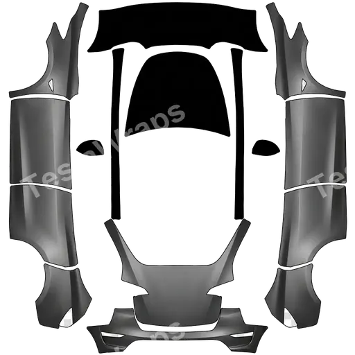 Tesla Model Y 2020-2024 — ピラーをブラックデリート PNG wrap texture