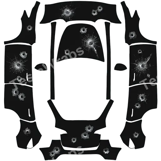 Tesla Model Y 2020-2024 — textura PNG del diseño impact of gun shot