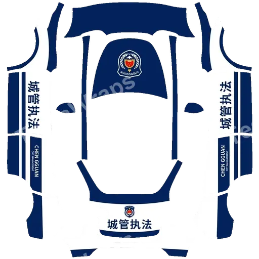 Tesla Model Y 2020-2024 — 中国城管执法车辆涂装 PNG wrap texture