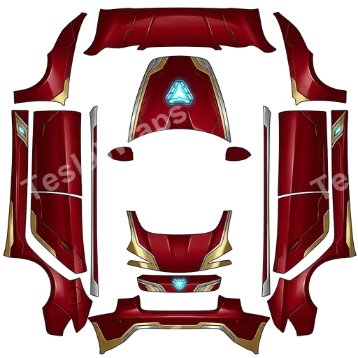 Tesla Model 3 (2024+) Standard & Premium — 钢铁侠配色 PNG wrap texture