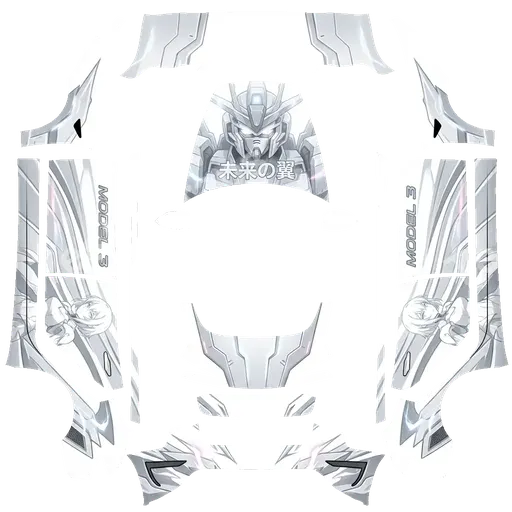 Tesla Model 3 (2024+) Standard & Premium — PNG-Wrap-Textur: white anime style