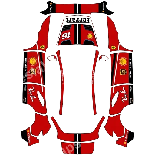 Tesla Model Y (2025+) Standard — PNG-Wrap-Textur: Ferarri F1 2026 livery.