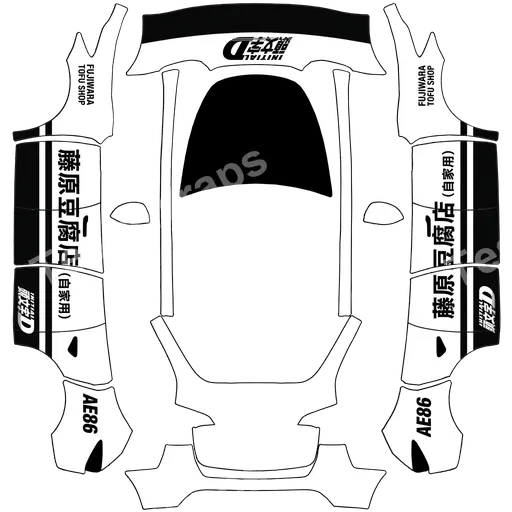 Tesla Model Y 2020-2024 — 頭文字遞風格藤原豆腐店 PNG 涂装贴图