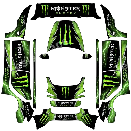 Tesla Model 3 (2024+) Standard & Premium — textura PNG del diseño monster energy drink