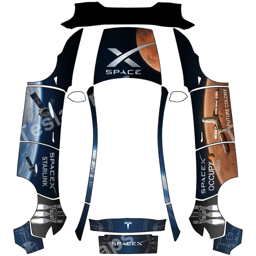 Tesla Model Y (2025+) Premium — SpaceX PNG wrap texture