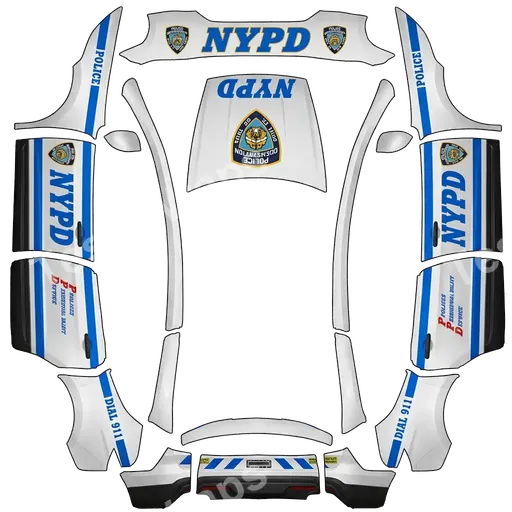 Tesla Model Y L 2025+ — PNG-Wrap-Textur: nypd警车