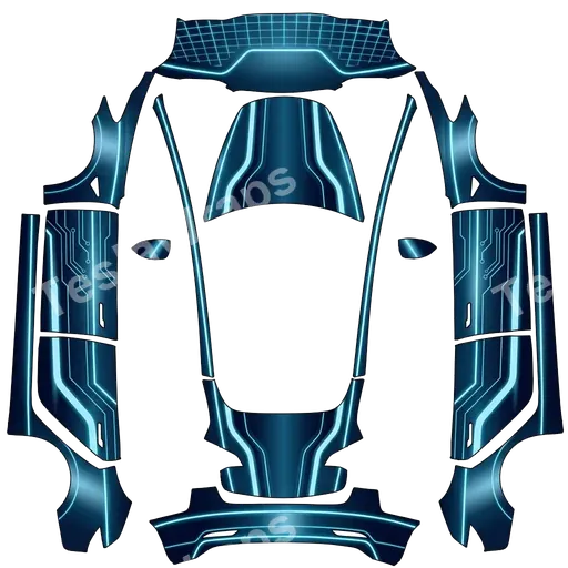 Tesla Model 3 2017-2023 — textura PNG del diseño Futuristic, sleek, light blue, dark blue, tron.