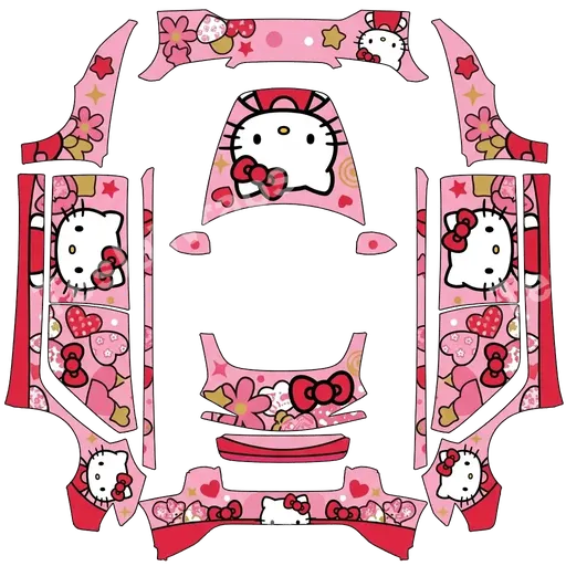 Tesla Model 3 (2024+) Performance — hello kitty theme wrap. PNG wrap texture
