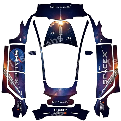 Tesla Model 3 2017-2023 — Spacex NASA theme PNG 랩 텍스처