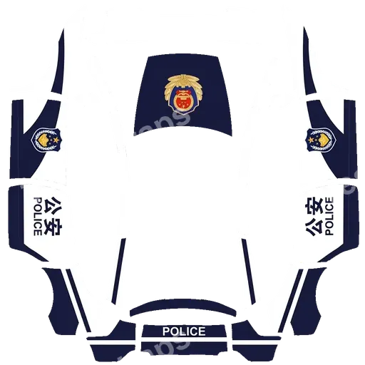 Tesla Model Y L 2025+ — texture PNG du wrap Chinese Police