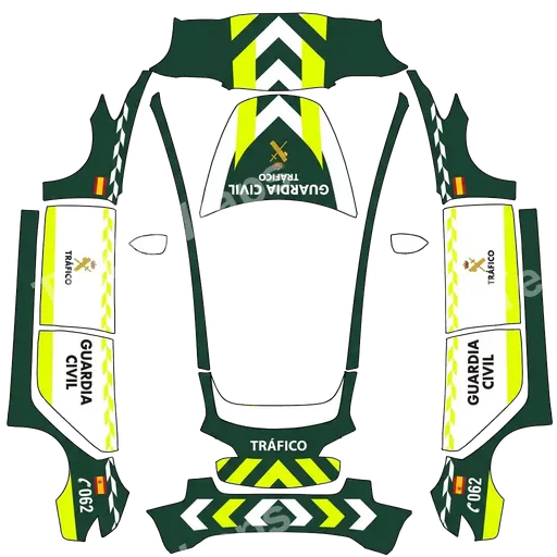 Tesla Model 3 2017-2023 — PNG-Wrap-Textur: Vehículo de guardia civil de trafico España