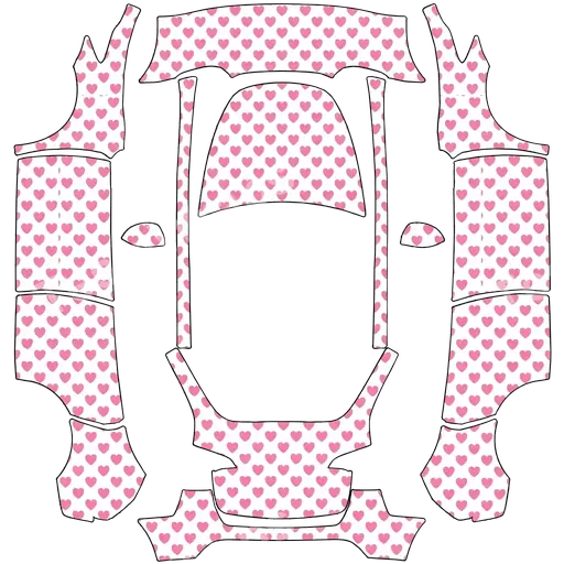 Tesla Model Y 2020-2024 — Pink hearts on a white background. PNG 涂装贴图