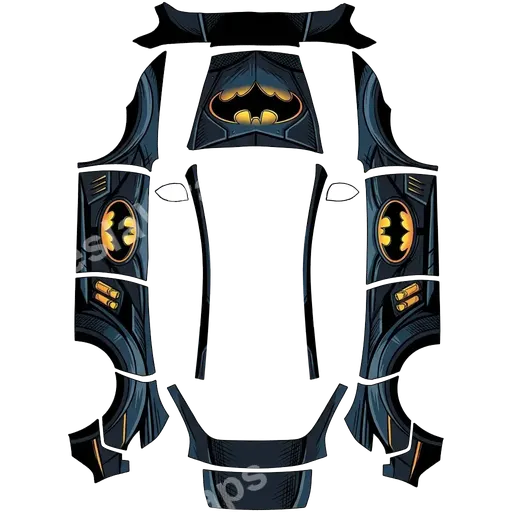 Tesla Model Y (2025+) Standard — comic book style Batmobile. PNG 涂装贴图