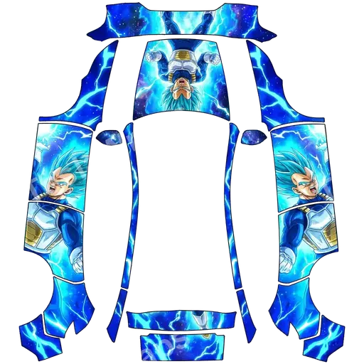 Tesla Model Y (2025+) Premium — Super saiyan blue vegeta. PNG wrap texture