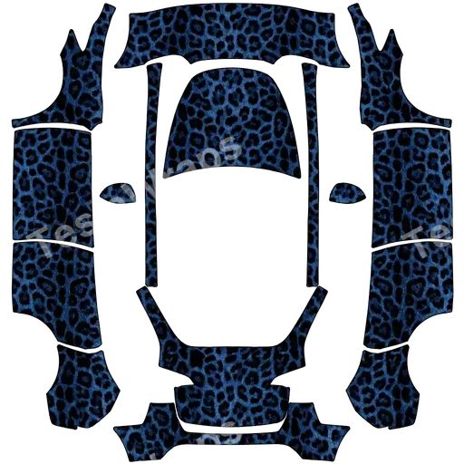Tesla Model Y 2020-2024 — SİYAH BİR LEOPAR OLSUN HER TARAFI. Colors: black, blue. PNG wrap texture