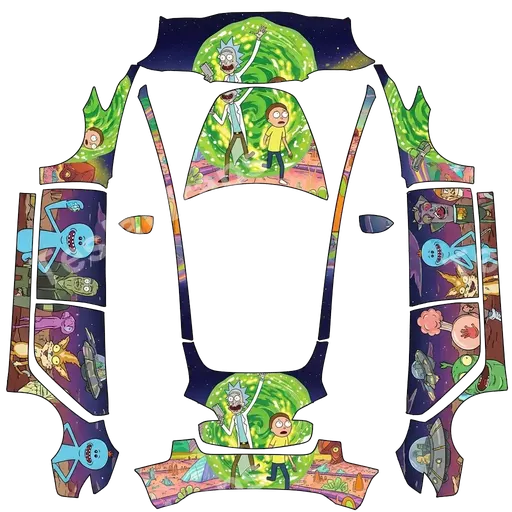 Tesla Model 3 2017-2023 — Rick and morty styled design. PNG wrap texture