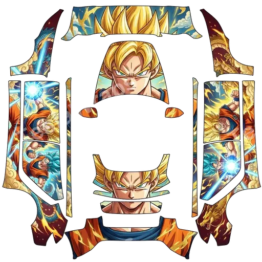 Tesla Model 3 (2024+) Standard & Premium — Son goku and hood face to front not down. PNG 랩 텍스처