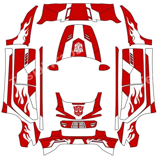 Tesla Model 3 (2024+) Standard & Premium — Optimus prime. Colors: white, red. PNG 랩 텍스처