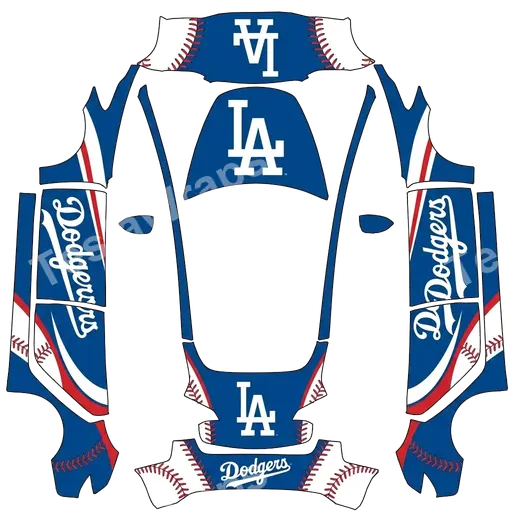 Tesla Model 3 2017-2023 — textura PNG del diseño LA Dodgers. Colors: blue, white.