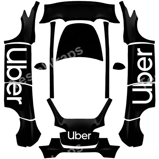 Tesla Model Y 2020-2024 — textura PNG del diseño Fondo negro brillante con la palabra Uber.