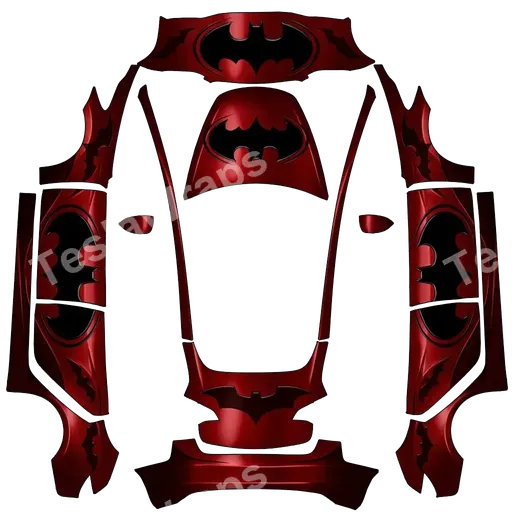 Tesla Model 3 2017-2023 — Metallic red with the Batman theme. Colors: red. PNG 랩 텍스처