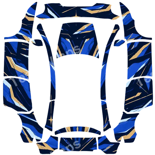 Tesla Model Y L 2025+ — Celestial Mecha Lines PNG wrap texture