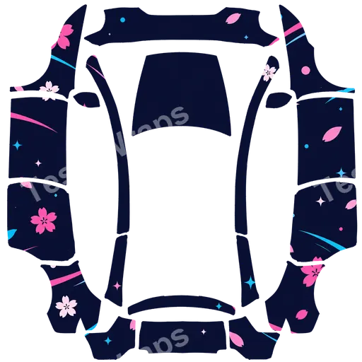 Tesla Model Y L 2025+ — Neon Sakura Drift PNG wrap texture