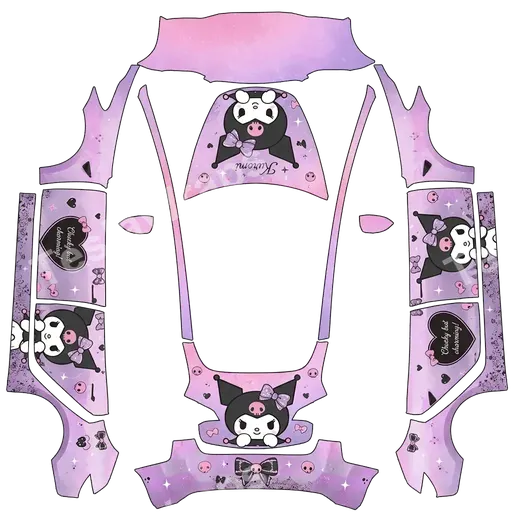 Tesla Model 3 2017-2023 — PNG-Wrap-Textur: Kuromi, pink purple color