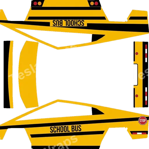 Tesla Cybertruck 2024+ — PNG-Wrap-Textur: school bus.