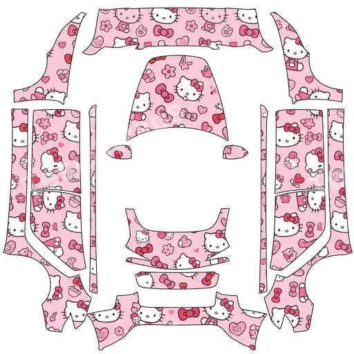 Tesla Model 3 (2024+) Standard & Premium — PNG-Wrap-Textur: 主体使用粉色hello kitty.