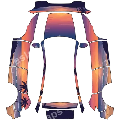 Tesla Model Y (2025+) Premium — beach sunset. PNG 涂装贴图
