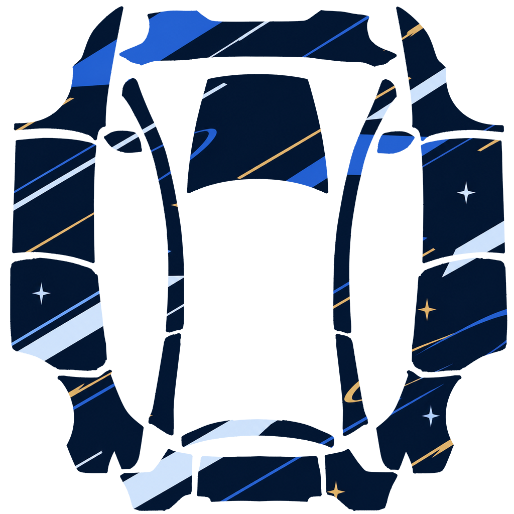 Tesla Model Y L 2025+ — Celestial Mecha Frontier PNG wrap texture