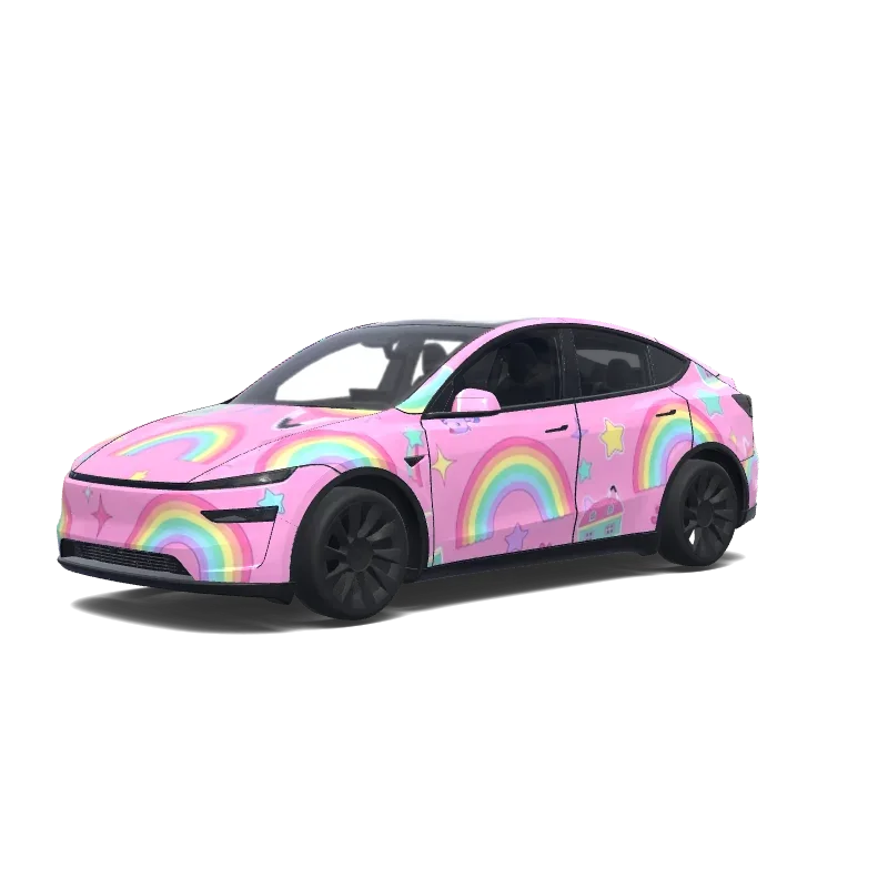 Tesla Model Y (2025+) Premium — Gabby’s Dollhouse rainbow wrap preview