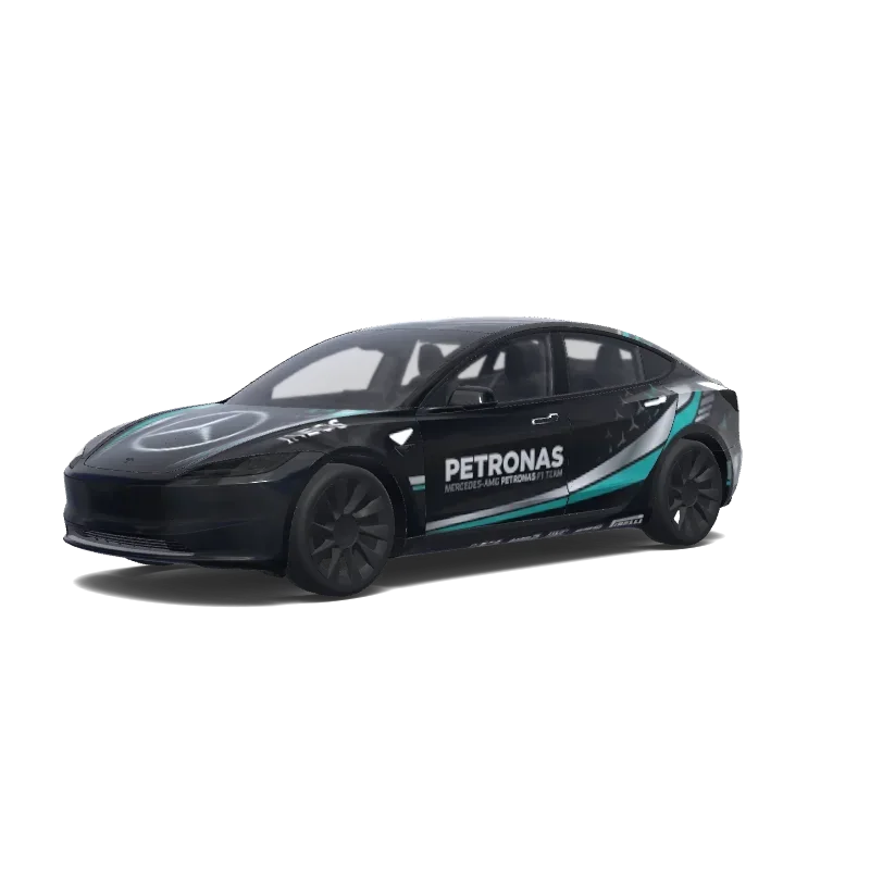 Tesla Model 3 (2024+) Standard & Premium — Mercedes F1 black wrap preview