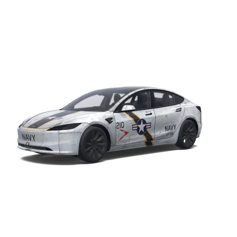 Tesla Model 3 (2024+) Standard & Premium — F-14 Jolly Rogers wrap preview