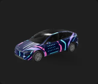 Tesla Model Y L 2025+ — Neon Rain Circuit wrap preview