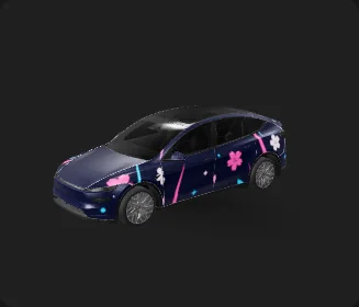 Tesla Model Y L 2025+ — Neon Sakura Drift wrap preview